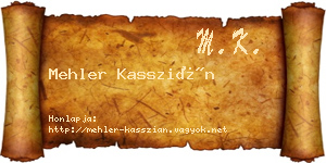Mehler Kasszián névjegykártya